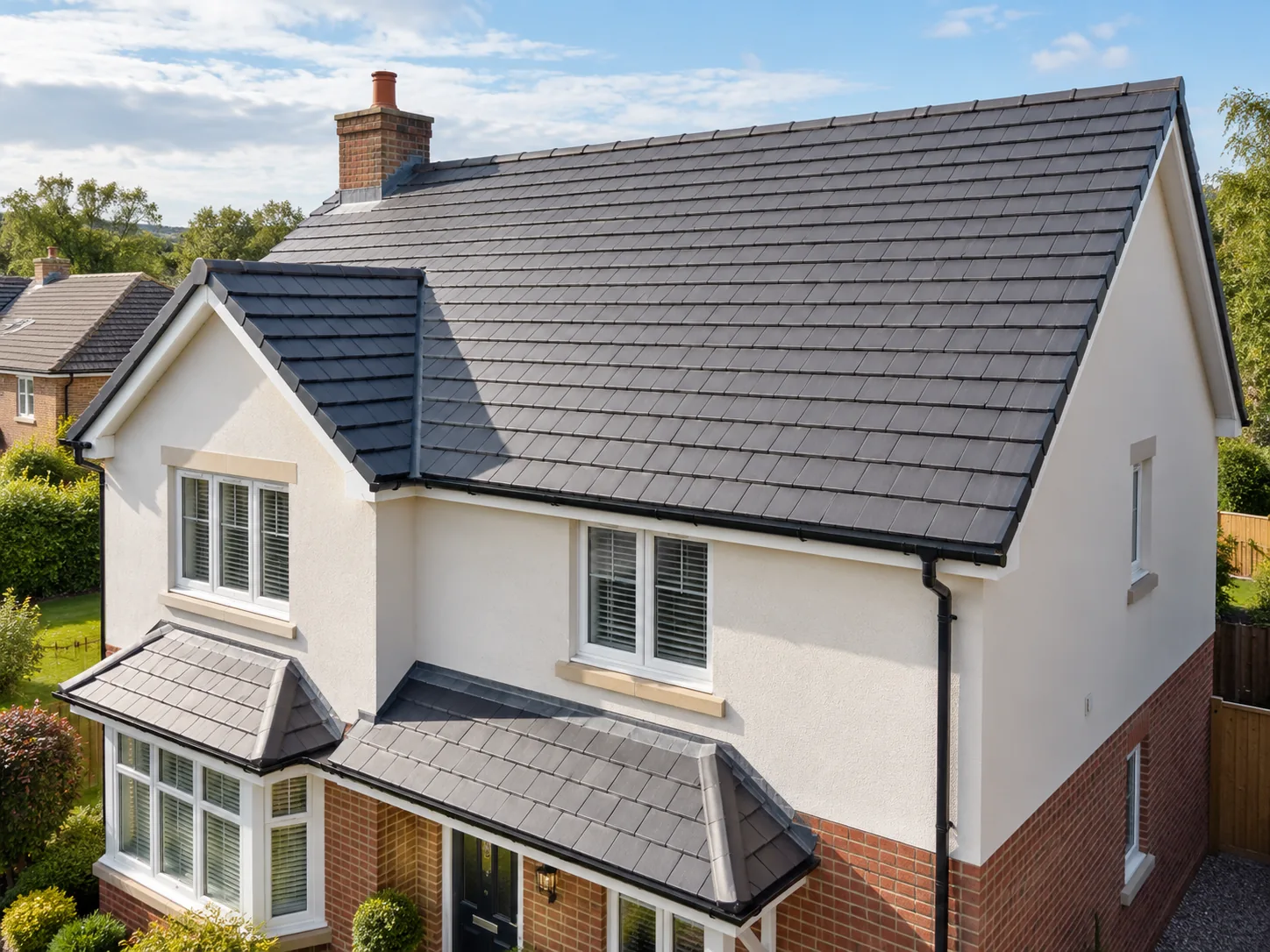AI-generated demonstration of a pitched tile roof renewal